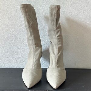 Authentic Yeezy Women's Stretch Sock Taupe Heeled Boots Box & Dust Bag Size 38